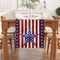 Patriotic 72-inch linen table runner, red, white, and blue design.